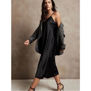 LIKE NEW: Banana Republic Midi Silk Slip Dress | Black | Size 4